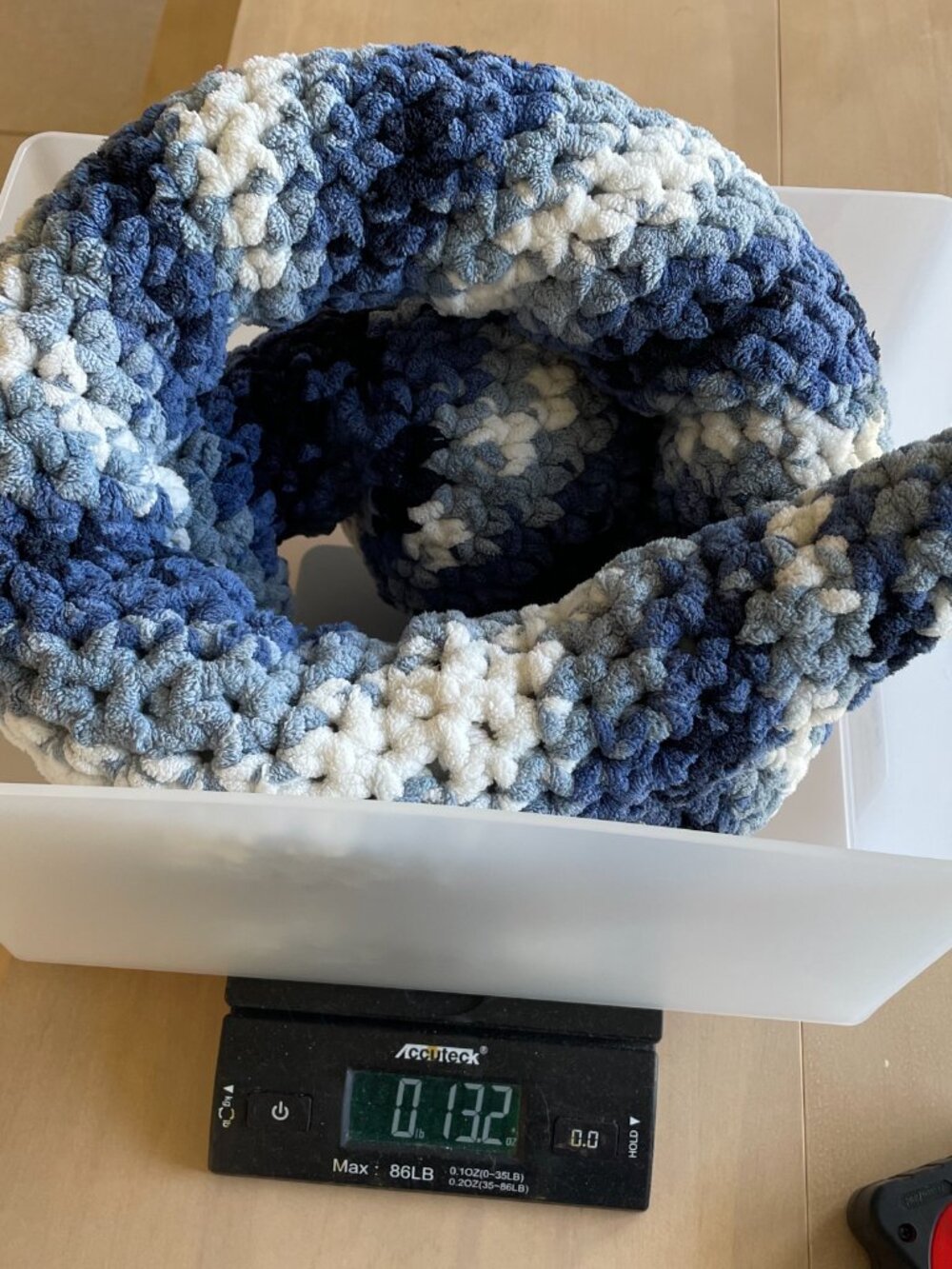 Entire Closet $5! 4' Long Blue & White Hand Crocheted Snake Plushie Plush - Picture 6 of 6